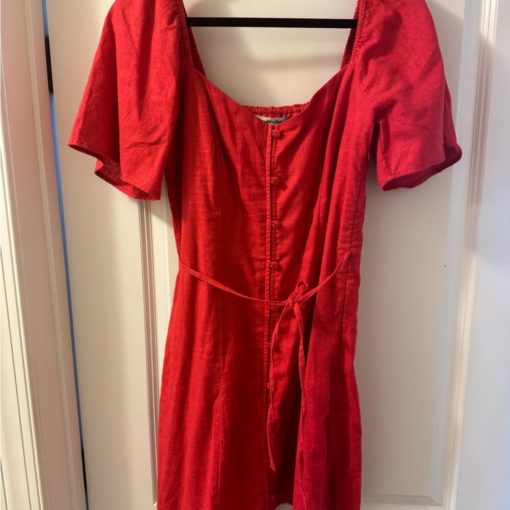 Abercrombie & Fitch Coral-Red Button Front Dress